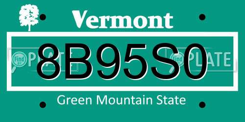 8B95S0 Vermont License Plate
