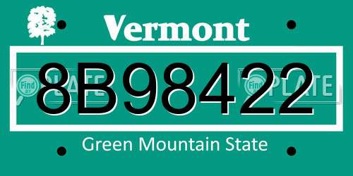 8B98422 Vermont License Plate