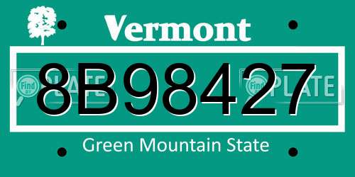 8B98427 Vermont License Plate