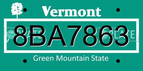 8BA7863 Vermont License Plate