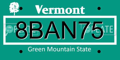 8BAN75 Vermont License Plate