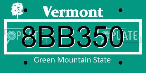 8BB350 Vermont License Plate