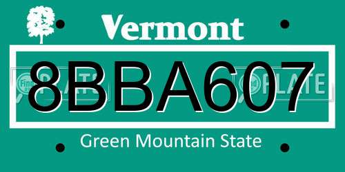 8BBA607 Vermont License Plate