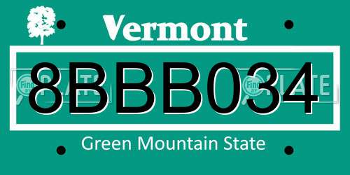 8BBB034 Vermont License Plate