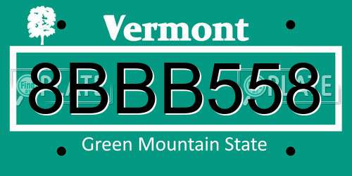 8BBB558 Vermont License Plate