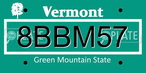 8BBM57 Vermont License Plate