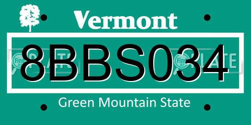 8BBS034 Vermont License Plate