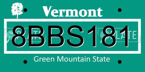 8BBS181 Vermont License Plate