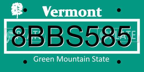 8BBS585 Vermont License Plate