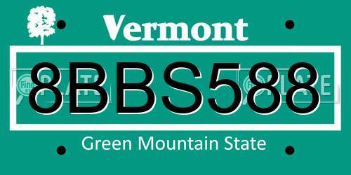 8BBS588 Vermont License Plate