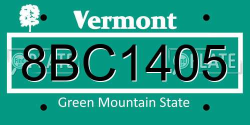 8BC1405 Vermont License Plate