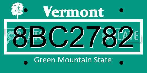 8BC2782 Vermont License Plate