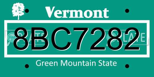 8BC7282 Vermont License Plate