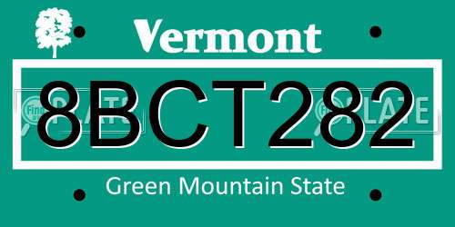 8BCT282 Vermont License Plate