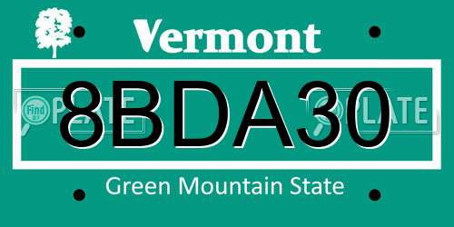 8BDA30 Vermont License Plate