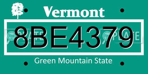 8BE4379 Vermont License Plate
