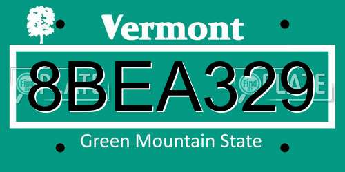 8BEA329 Vermont License Plate