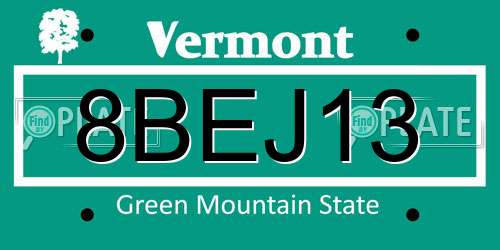 8BEJ13 Vermont License Plate