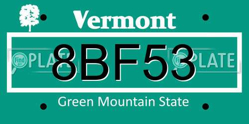 8BF53 Vermont License Plate