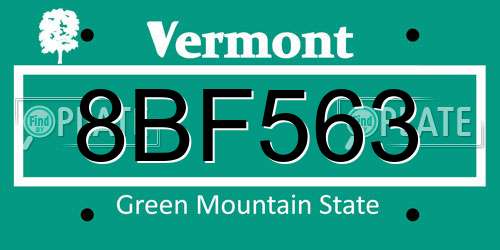 8BF563 Vermont License Plate