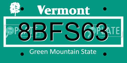 8BFS63 Vermont License Plate