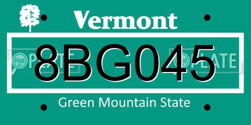 8BG045 Vermont License Plate