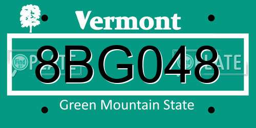 8BG048 Vermont License Plate