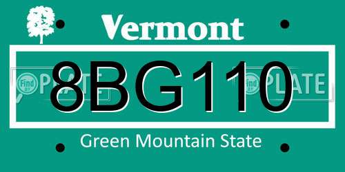 8BG110 Vermont License Plate