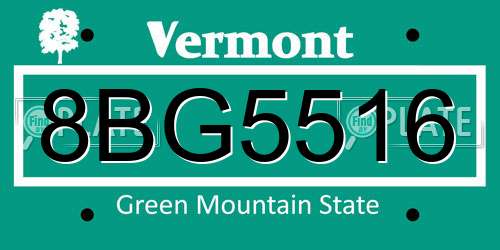 8BG5516 Vermont License Plate