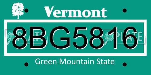 8BG5816 Vermont License Plate