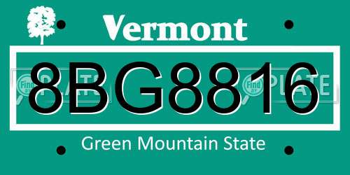 8BG8816 Vermont License Plate