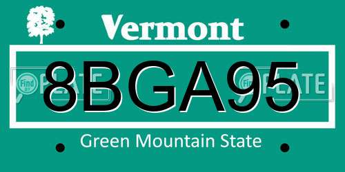 8BGA95 Vermont License Plate