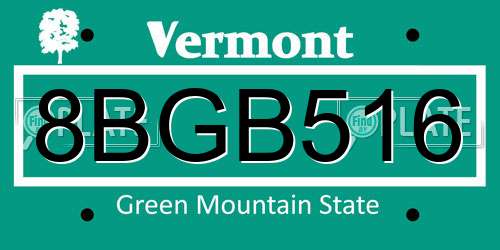 8BGB516 Vermont License Plate