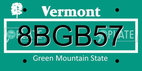 8BGB57 Vermont License Plate