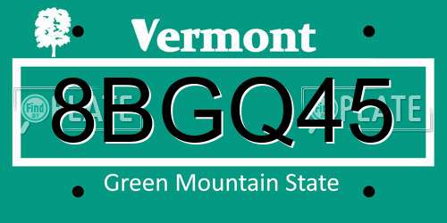 8BGQ45 Vermont License Plate