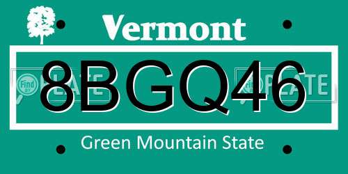 8BGQ46 Vermont License Plate