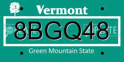 8BGQ48 Vermont License Plate