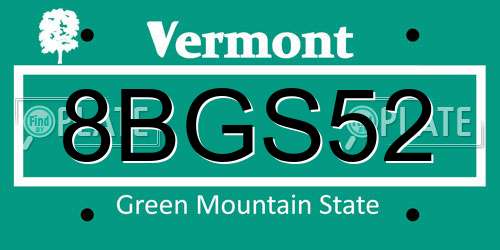 8BGS52 Vermont License Plate
