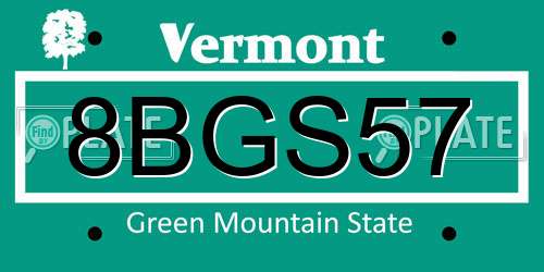 8BGS57 Vermont License Plate