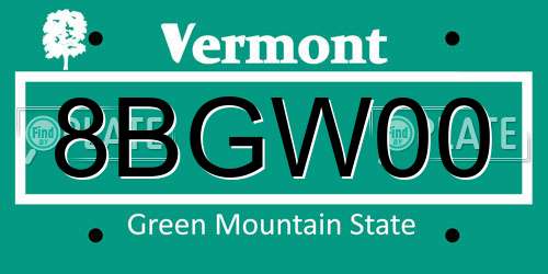 8BGW00 Vermont License Plate