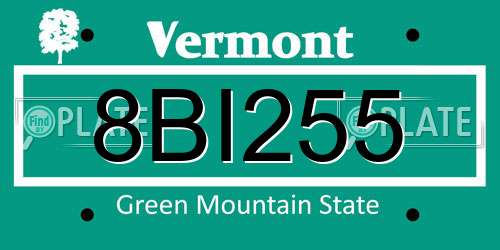 8BI255 Vermont License Plate