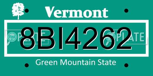 8BI4262 Vermont License Plate