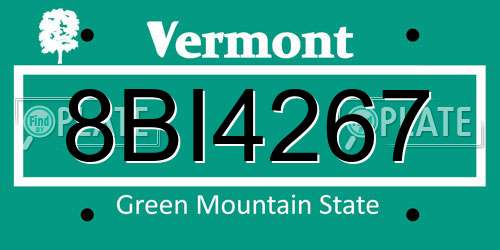 8BI4267 Vermont License Plate