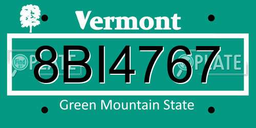 8BI4767 Vermont License Plate