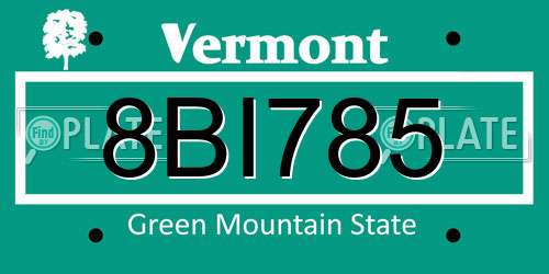 8BI785 Vermont License Plate