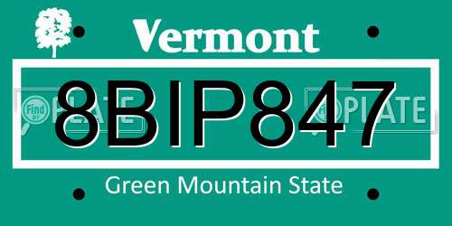 8BIP847 Vermont License Plate