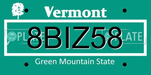 8BIZ58 Vermont License Plate