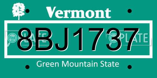 8BJ1737 Vermont License Plate