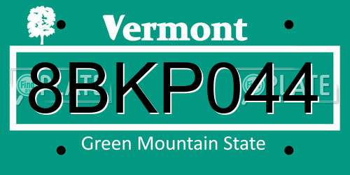 8BKP044 Vermont License Plate