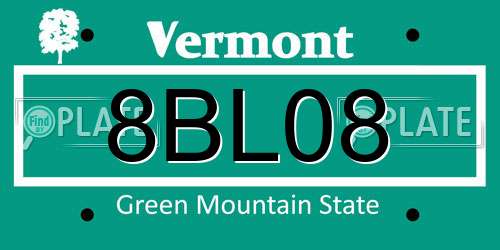 8BL08 Vermont License Plate